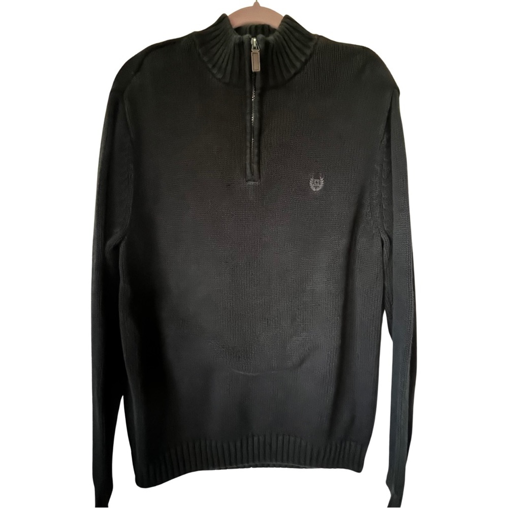 Vintage Chaps Ralph Lauren Medium Black 1/4 Zip Mock Neck Sweater